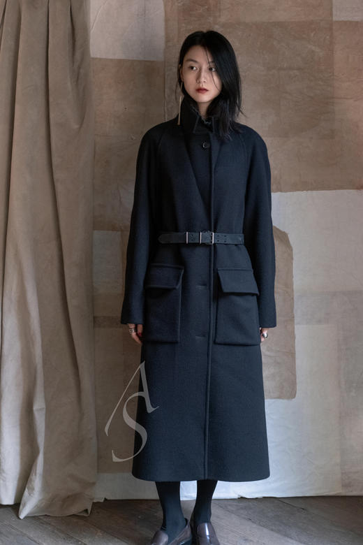 Margaret Howell  橄榄绿千鸟格/黑色羊毛大衣 商品图8