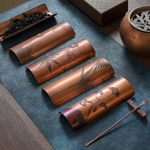 纯铜茶则茶拨茶勺赏茶取茶禅意高档茶艺功夫茶具茶道配件茶荷茶匙 商品图6