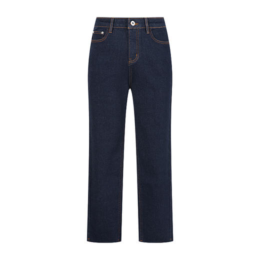 HeyDress德绒牛仔裤女秋冬高腰修身显瘦毛边设计法棍裤保暖九分裤 商品图4