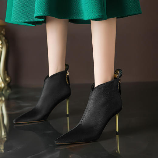 尖头性感马毛拼色，细跟蛇皮时装靴马丁靴MY-A176 商品图2