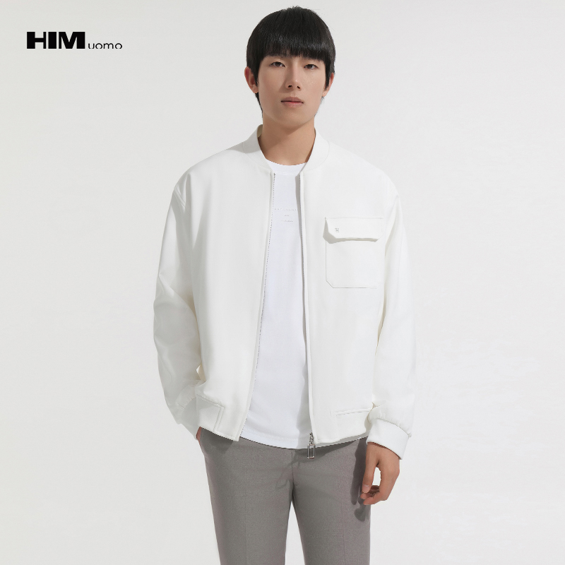 HIM漢崇  高级感飞行员夹克男简约舒适休闲棒球领外套 2025秋季