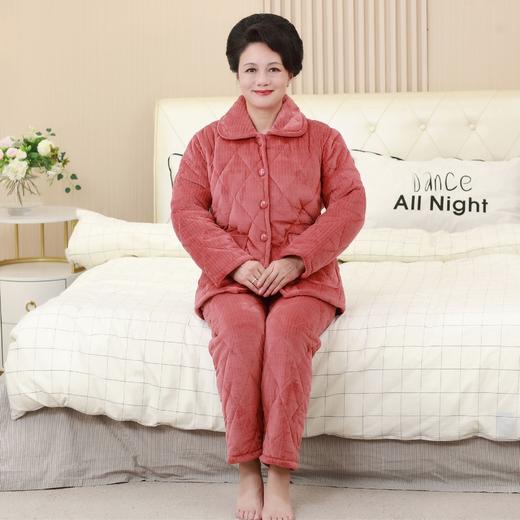 中老年冬季奶奶款睡衣套装，加厚夹棉纯色6XL妈妈三层夹棉YC-001 商品图5
