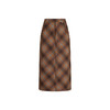 HeyDress复古直筒半身裙女秋冬法式高腰格纹开叉设计棕色气质半裙 商品缩略图4