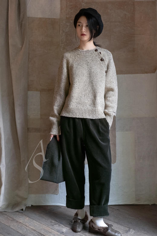 Margaret Howell 锈红色/深卡其geelong千鸟格羔羊毛围巾 商品图10