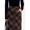 HeyDress复古直筒半身裙女秋冬法式高腰格纹开叉设计棕色气质半裙 商品缩略图3