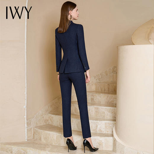 IWY/藏蓝色人字纹西装外套女秋冬羊毛加厚西服休闲商务职业套装 CP1154-ZL 商品图4