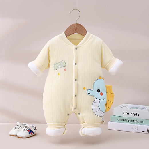 婴儿夹棉连体衣保暖无骨新生儿哈衣冬装夹棉棉衣爬服新生儿衣服 商品图10