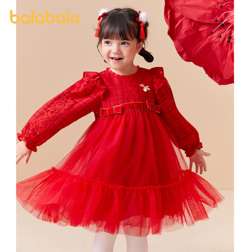 巴拉巴拉女童裙子新款宝宝连衣裙儿童童装甜美洋气蕾丝公主裙 商品图0