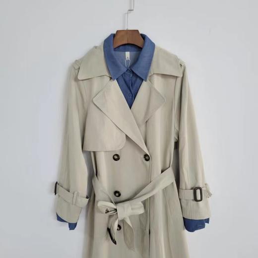 C6367       时尚气质通勤系带修身显瘦百搭中长款假两件风衣外套（特价不退换，2XL能穿到150斤） 商品图2