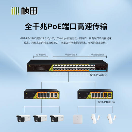 4光28电二层全千兆POE交换机(4C+24GP 360W)强网管(Link)P5428GC 商品图3