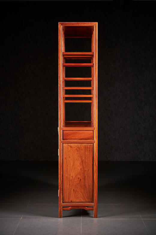 红桥红  家具严选  缅甸花梨（大果紫檀）  【196 双抽屉带柜门线条 博古架】 商品图7