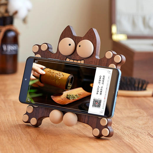 蛋疼猫手机架°胡桃木 商品图0