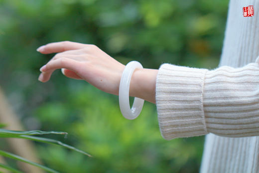 和田白玉手镯，圈口59 商品图3