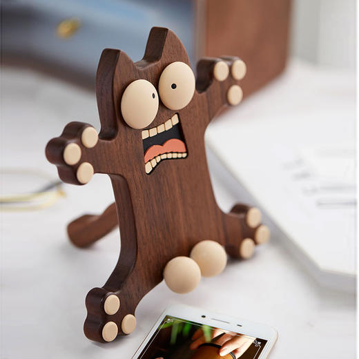 蛋疼猫手机架°胡桃木 商品图2