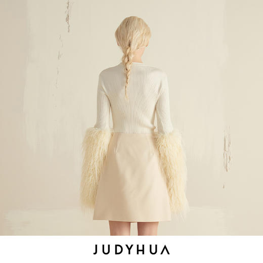 JUDYHUA 环保皮草袖纹理针织上衣 商品图2