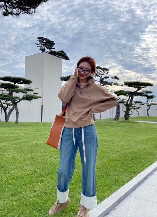 115-2 主推 简冰同款 RL半高领 纯色针织棉 宽松款 情侣卫衣 商品图13