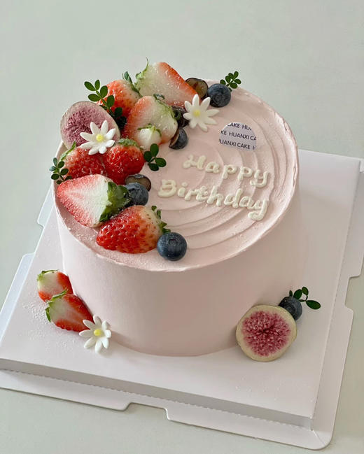 草莓装饰简约清新女生妈妈周岁蛋糕 商品图0