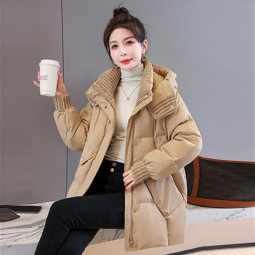 时尚肌理感90白鸭绒羽绒服，设计高级感连帽加厚外套HR-HBLJRD180 商品图2