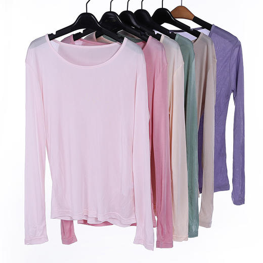 ARN-上衣Y015 裤子Y016新款桑蚕丝秋冬女士保暖打底衫套装圆领舒适真丝女士保暖套装 商品图4