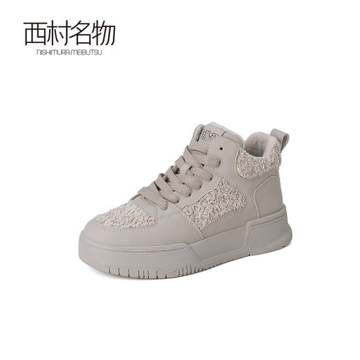 西村名物2023秋冬季新款绒面厚底百搭系带高帮板鞋女休闲鞋T23DS46171 商品图1