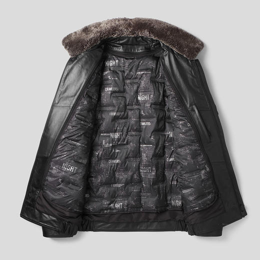 【牛皮+鹅绒内胆+可脱卸羊羔毛领】圣得西冬季中青年真皮皮衣外套2362941746 商品图4