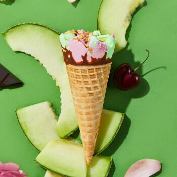 伊利巧乐兹哈密瓜玫瑰车厘子味脆筒冰淇淋70克/支*4支 商品图0