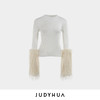 JUDYHUA 环保皮草袖纹理针织上衣 商品缩略图3