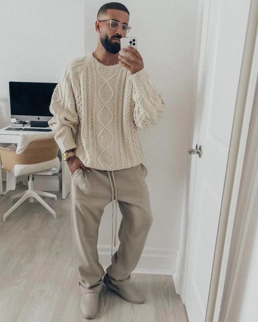 只剩大码数勒 ESS 宽松廓形 厚重麻花圆领毛衣 MY101 商品图5