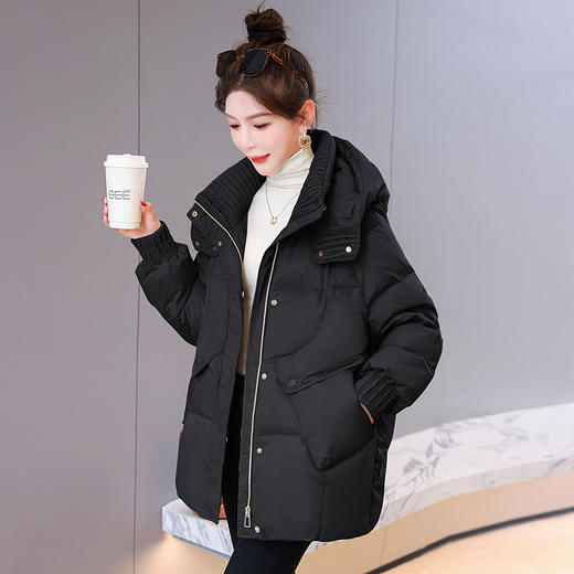 时尚肌理感90白鸭绒羽绒服，设计高级感连帽加厚外套HR-HBLJRD180 商品图3