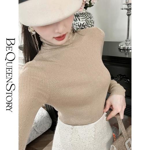 BeQueenStory【繁星点点】精致烫钻满天星100羊毛高领修身羊毛衫 商品图3