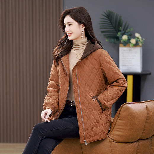 HR WJ23689气质时尚休闲百搭连帽减龄棉服外套 商品图1