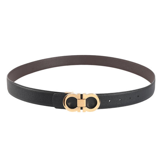 Salvatore Ferragamo 菲拉格慕 男士高亮金色+银色扣头 荔枝纹+平纹真皮腰带 双头礼盒装 11793 商品图4