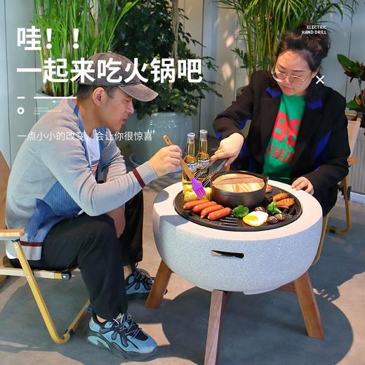 围炉煮茶烧烤炉子室内无烟碳烤炉庭院烤炉暖炉炭火炉圆形围炉家用 商品图3