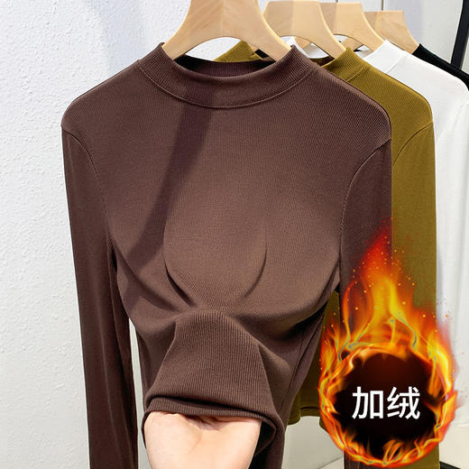 螺纹打底衫女，小立领长袖t恤加绒内搭弹力上衣SG-T2D3292 商品图2