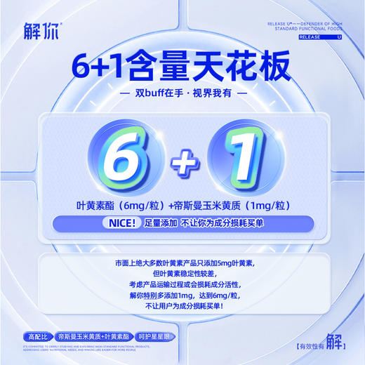 【团购秒杀】解你Release U蓝莓叶黄素软糖营养儿童眼睛糖中老年人4g/粒*30粒/瓶（3瓶装送1袋VC软糖） 商品图2