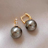 JU-C00310新款简约锆石灰色珍珠耳扣耳环女小众设计感秋冬百搭耳钉耳饰 商品缩略图2