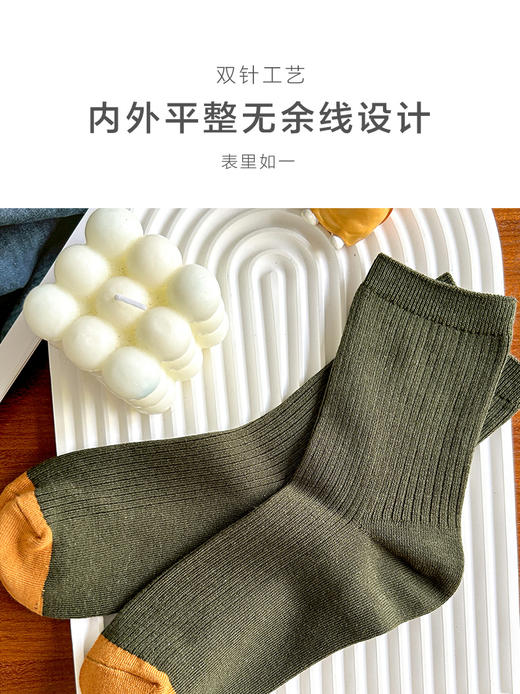 足装秀23秋冬新品女士经典横条竹棉抗菌双针无余线中邦女袜学院风少女 商品图6