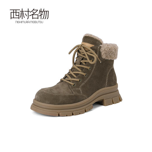 西村名物2023秋冬季新款小个子增高加绒加厚皮毛一体马丁靴女T23DS45961 商品图1