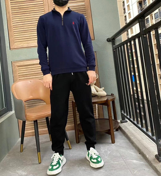 115-2 主推 简冰同款 RL半高领 纯色针织棉 宽松款 情侣卫衣 商品图8