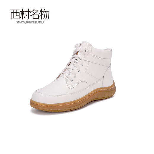 西村名物2023秋冬新品真皮牛皮系带气质简约休闲百搭短靴X23DS44721 商品图1