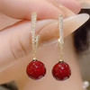 JU-C00210新款红色珍珠耳环简约大气时尚锆石耳钉女个性气质秋冬耳饰 商品缩略图0