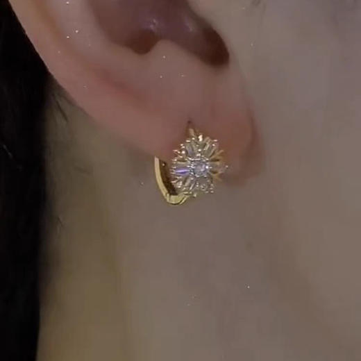 JU-D0029新款小众设计感雪花耳扣耳环女气质精致简约甜美百搭花朵耳饰 商品图2