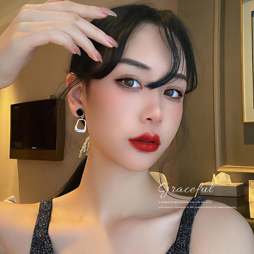 福利款~温书院S925银针高级感几何吊坠耳环女韩国气质复古大气耳坠新款耳饰AL0117 商品图2