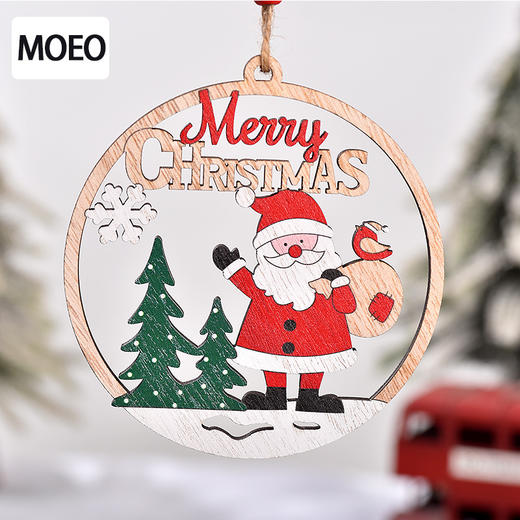 【圣诞礼物】【2件装】圣诞挂件圣诞装饰木质挂件 圣诞节镂空老人挂牌圣诞节开门装饰 商品图2