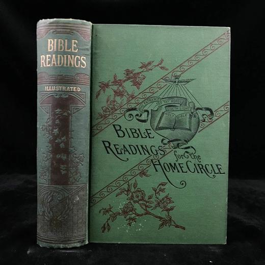 1892年 家庭圈圣典读物 约57幅版画插图 漆布精装大32开 商品图0