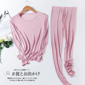 ARN-上衣Y015 裤子Y016新款桑蚕丝秋冬女士保暖打底衫套装圆领舒适真丝女士保暖套装