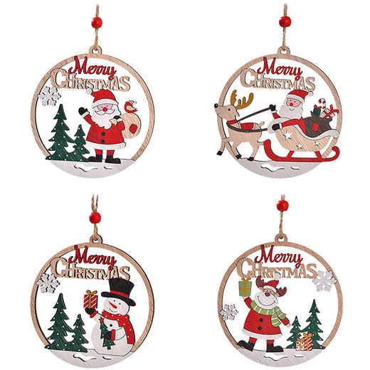 【圣诞礼物】【2件装】圣诞挂件圣诞装饰木质挂件 圣诞节镂空老人挂牌圣诞节开门装饰 商品图4