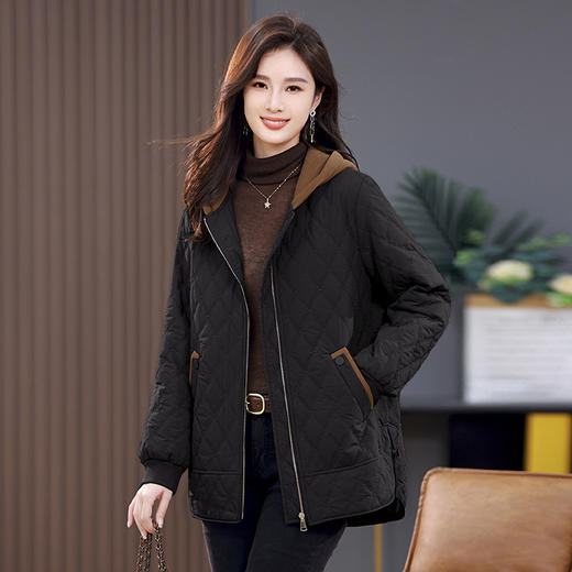 HR WJ23689气质时尚休闲百搭连帽减龄棉服外套 商品图3
