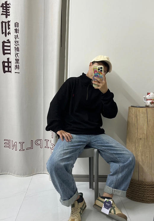 115-2 主推 简冰同款 RL半高领 纯色针织棉 宽松款 情侣卫衣 商品图14