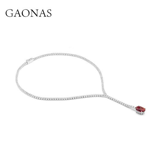 GAONAS 坠链均925银合成锆石 高纳仕 晚宴经典红色y字链10202XR 商品图1